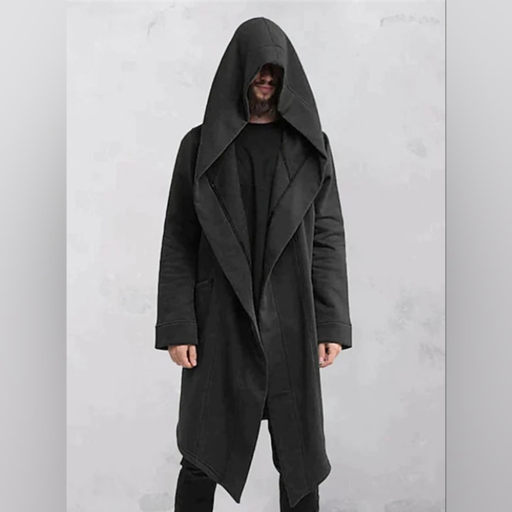 ZARA MAN Wool Blend Men's Hoodie Overcoat-Size L- Black